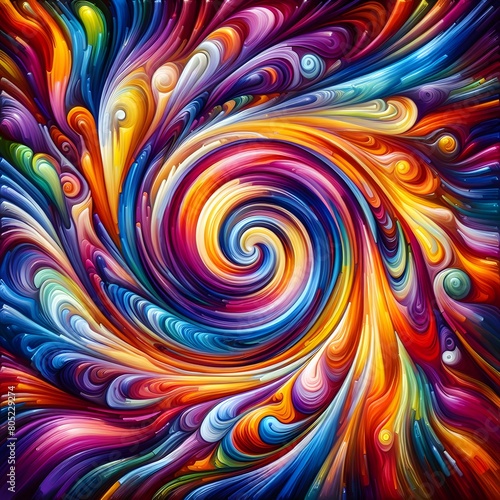Radiant Whirl  showcasing abstract colorful shapes pulsating and shimmering in a cosmic display