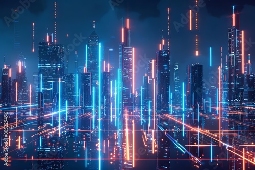 Imagine a futuristic city skyline at night