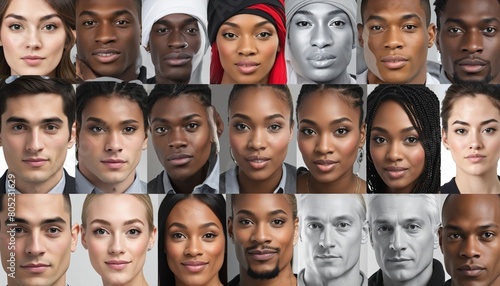 Collage of portraits of an ethnically diverse people