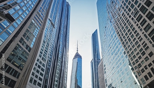 Corporate skyscrapers, Modern downtown architecture background