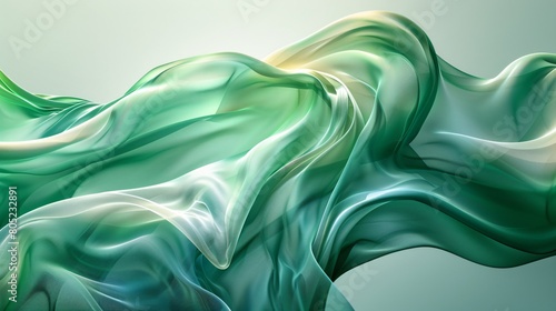 A green abstract 3D design set against a colored background. photo