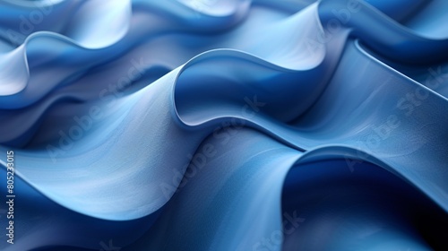 A blue abstract 3D design set against a colored background. © HM Design