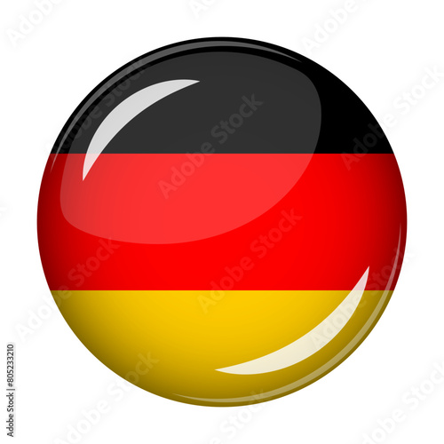 Flag of Germany in the form of a round shaped icon. Abstract concept. The national flag is convex in shape. Vector illustration