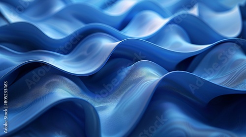 A blue abstract 3D design set against a colored background. © HM Design