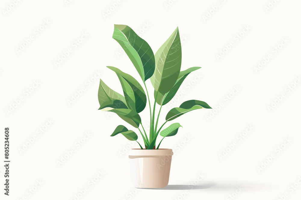 Isolated vector of a houseplant in a compostable pot, embodying sustainability and growth Isolated vector of a houseplant in a compostable pot, embodying sustainability and growth