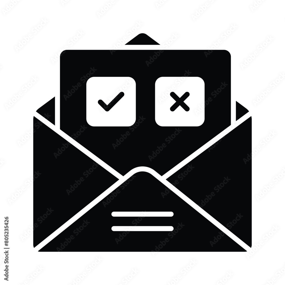 Tick mark and cross sign on document, concept icon of voting, election related vector Tick mark and cross sign on document, concept icon of voting, election related vector