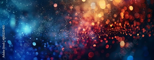 An abstract background of mesmerizing bokeh lights blending blue and orange tones, perfect for vibrant and dynamic visuals.