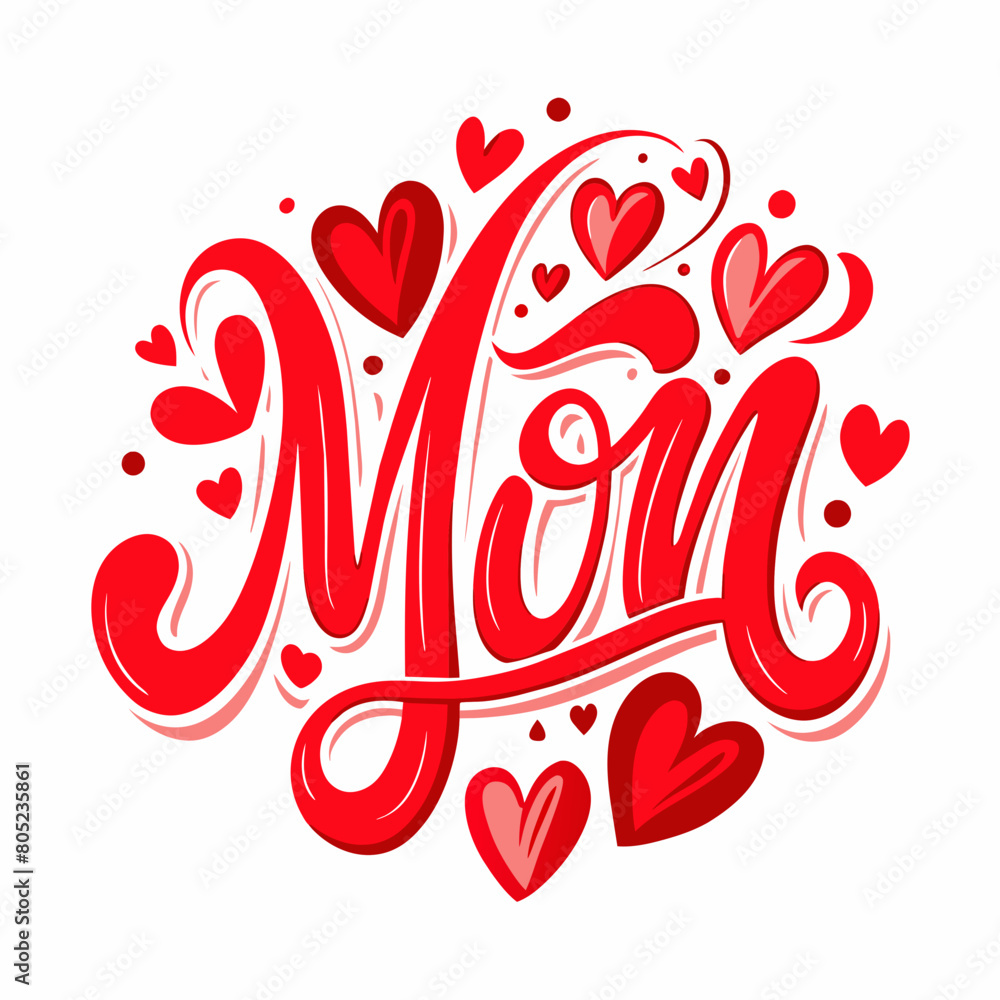 happy mothers day red hearts card (MOM)
