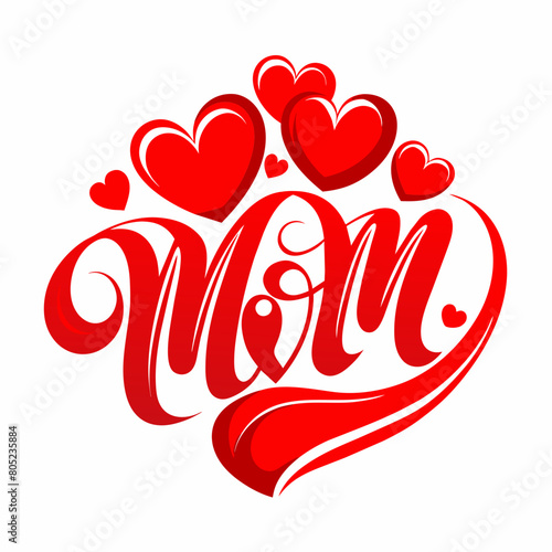 happy mothers day red hearts card (MOM)