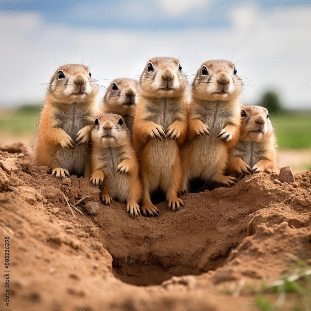 An image of a prairie dog colony in a grassland ecosystem, showing the impact of burrowing animals on soil health and structure An image of a prairie dog colony in a grassland ecosystem, showing the impact of burrowing animals on soil health and structure