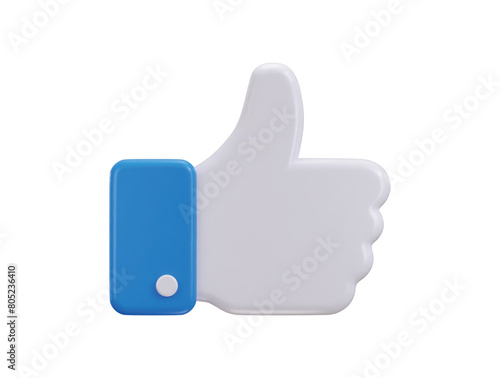 Thumbs up like icon 3d rendering vector illustration
