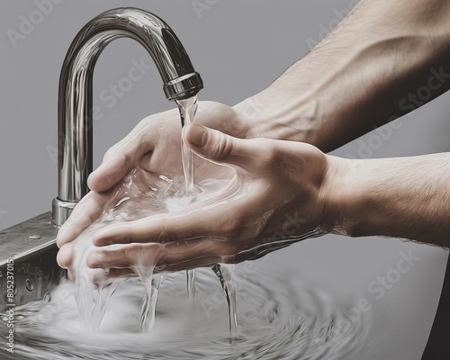A person repeatedly washing their hands, illustrating obsessivecompulsive disorder or anxietyrelated behaviors photo