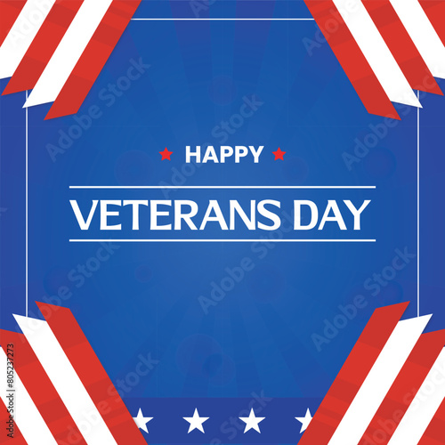 Veterans Day poster with American flag and stars for tribute