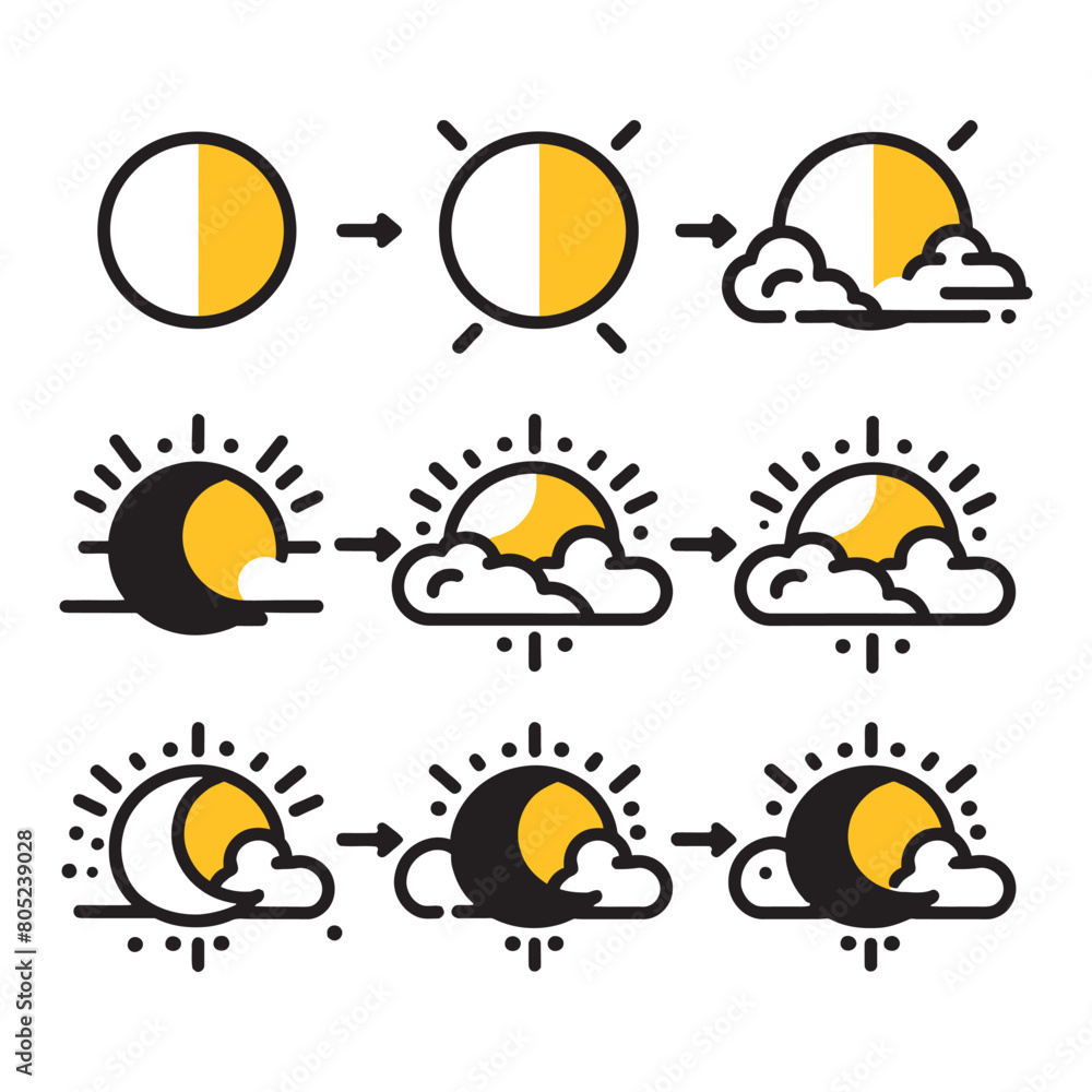 Weather icons set. Vector illustration Weather icons set. Vector illustration