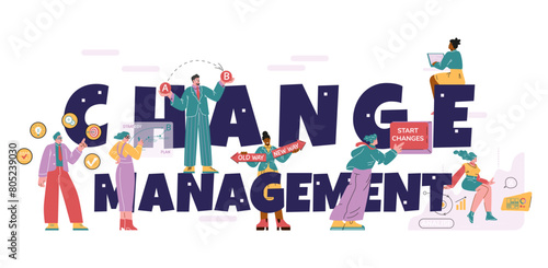 Change management and strategy vector illustration.
