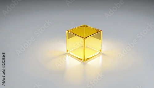 golden cube yellow transparent 3d