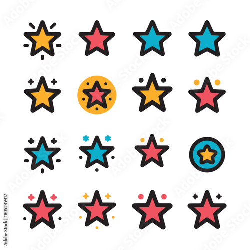 Stars icon set, star symbols collection, vector illustration.