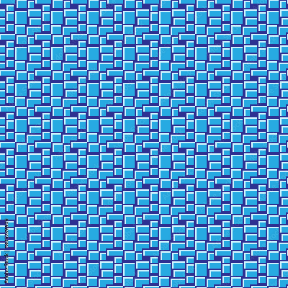 Seamless tile pattern created by blue bricks in pixel art style Seamless tile pattern created by blue bricks in pixel art style