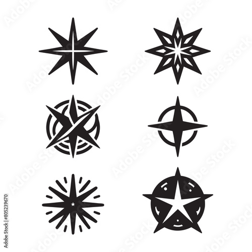 set star icons. Twinkling stars, sparks. vector abstract stars.