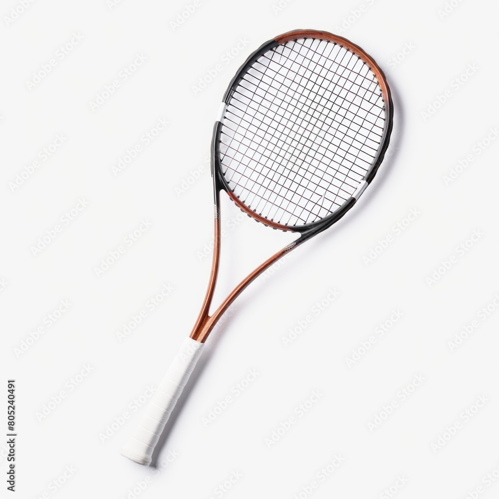 Professional white and copper tennis racket with durable netting.