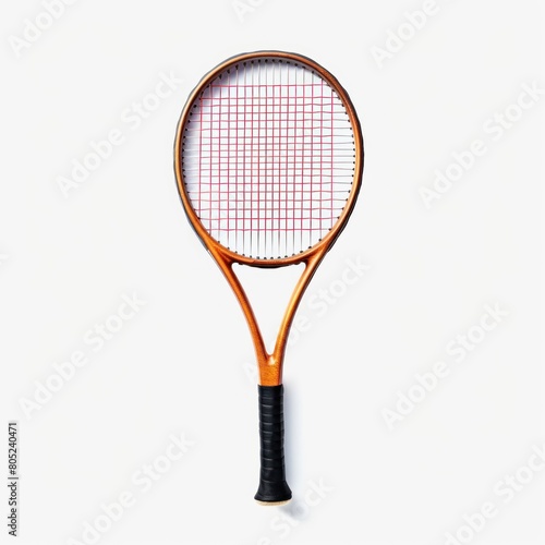 High-performance orange tennis racket with a robust frame for expert players. © Evarelle
