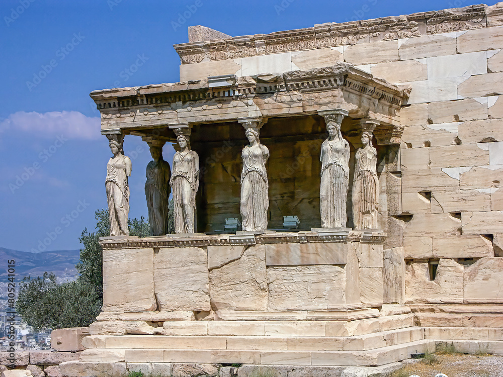 Caryatides of Erechteion at the Acropolis, Athens, Greece 