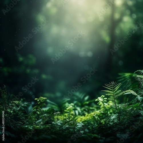 Jungle nature blurred background green flowers