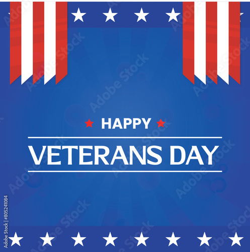 Veterans Day poster with American flag and stars for tribute