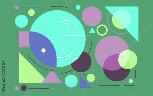Vibrant abstract geometric art with a fusion of blue, green, and white patterns, perfect for creative designs.