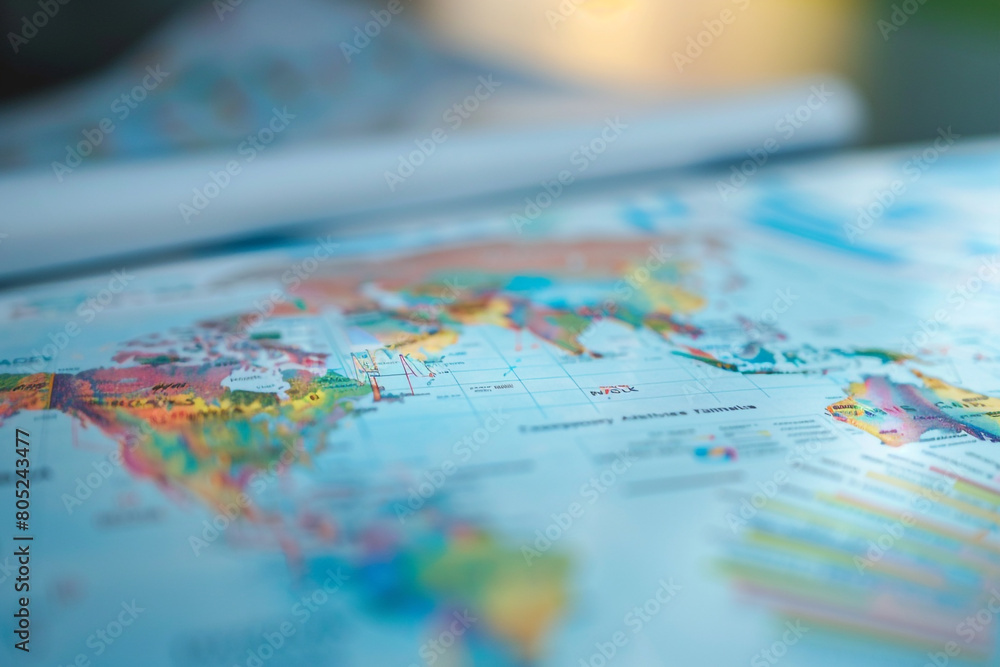 Macro shot of international business strategy documents, highlighting the planning and analysis behind global operations Macro shot of international business strategy documents, highlighting the planning and analysis behind global operations