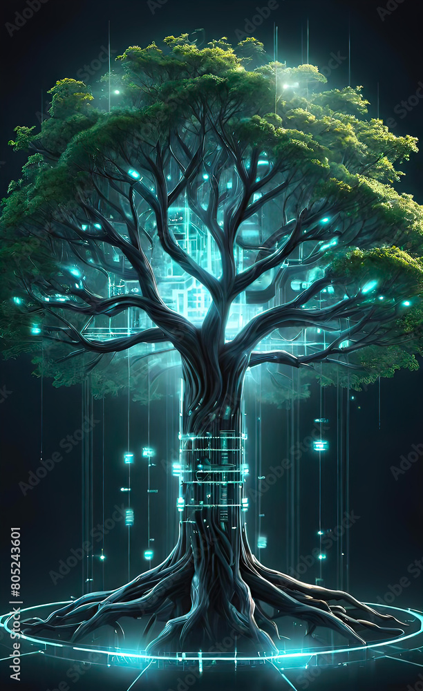 A digital illustration of a tree with branches seamlessly integrated ...