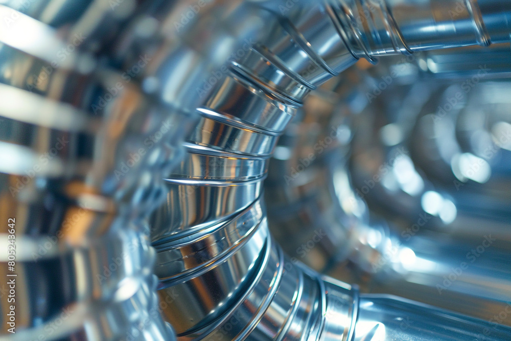 Hvac Texture Macro shot of intricate ductwork in an HVAC system, showcasing the ...