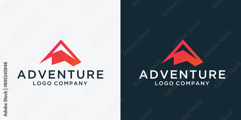 mountain logo design  template with sport concept