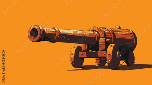 Toy model of cannon on orange background style photo