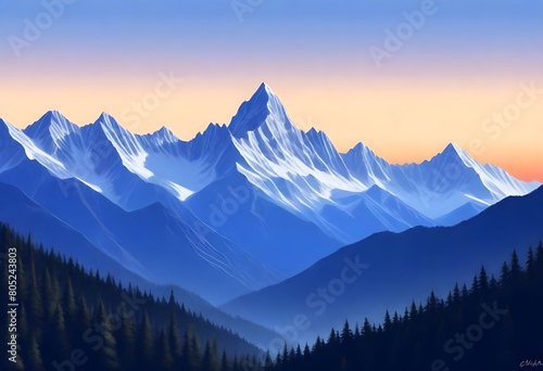 Serene mountain range at sunset majestic peaks ser (22)