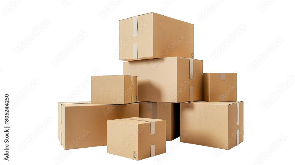 Cardboard box. Transparent background or PNG file.