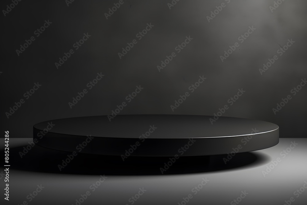 Luxury round black podium with white backlighting on abstract black background with many black circles. Perfect platform for showing your products. Three dimensional illustration
Luxury round black podium with white backlighting on abstract black background with many black circles. Perfect platform for showing your products. Three dimensional illustration