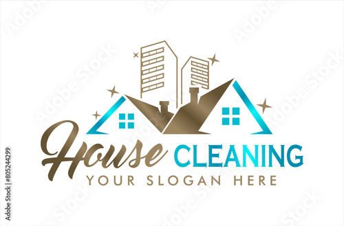 house cleaning service vector graphic business logo design template modern style