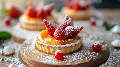delicious sweet dessert on the table  sweets and cookies on the table  small cake with berries