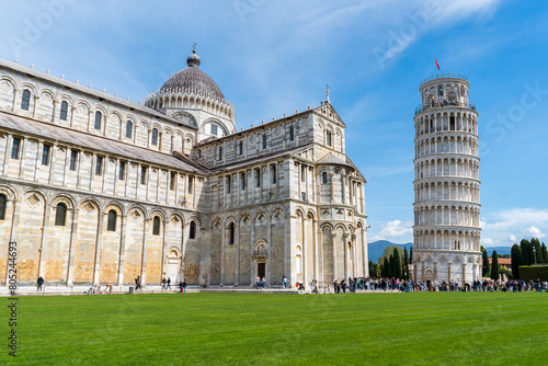 Tower of Pisa. The most famous monument of Italy. Square of Miracles in Pisa.