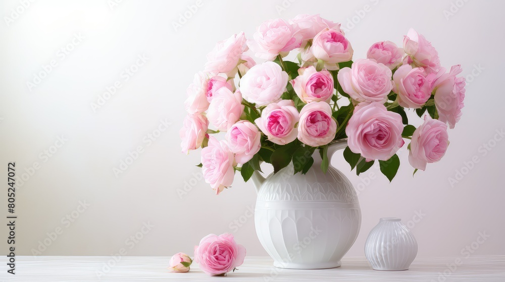 vase pink roses on white vase pink roses on white