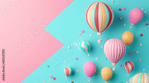 Festive composition with air balloons on color background