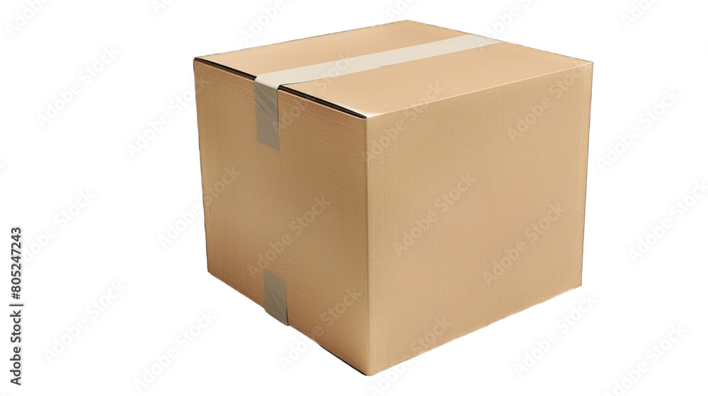 Cardboard box. Transparent background or PNG file.