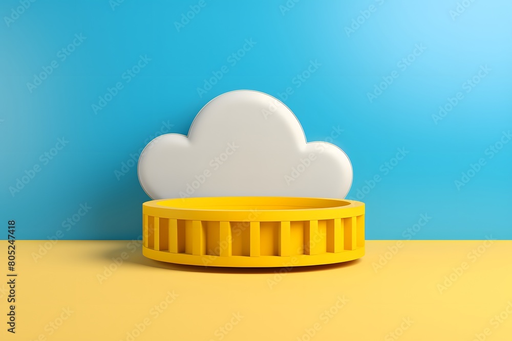 3D Render of Yellow Product Display on Light Blue Background with Base
3D Render of Yellow Product Display on Light Blue Background with Base