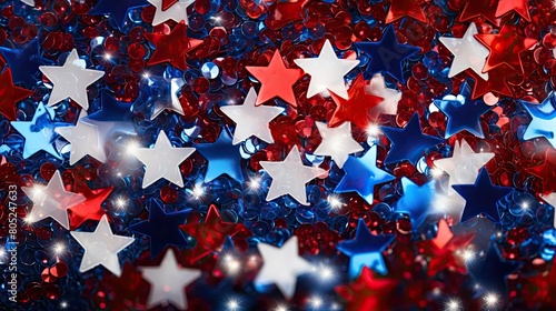 vibrant red white and blue stars on background photo