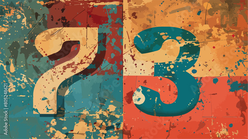 Two number over grunge background vector illustration