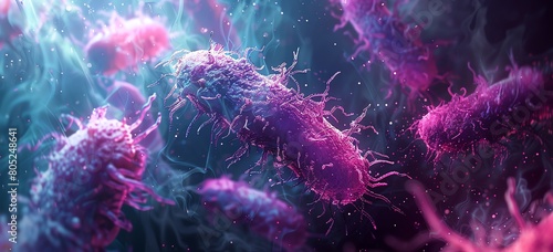 A closeup of a single sepsis bacterium mutating and evolving into a more dangerous form photo