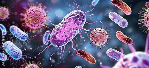 A labeled illustration showcasing different types of sepsis bacteria photo