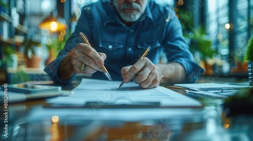 A hardworking man sitting  working hard