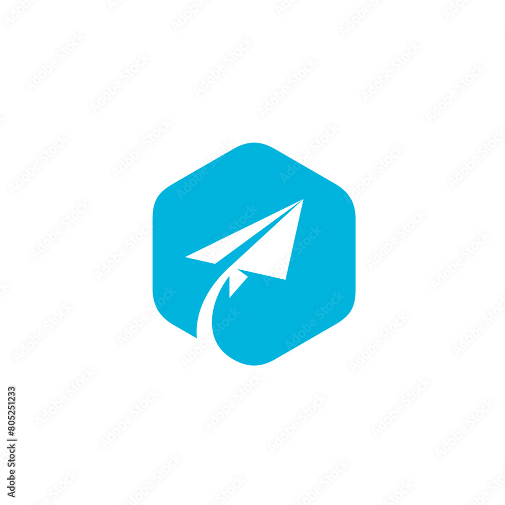 Hexagon Paper Plane vector logo design template Hexagon Paper Plane vector logo design template
